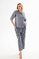 Пижама (джемпер и брюки) из кулирки Жасмин / Льняная палитра темно-синяя макси