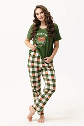 Женская пижама с брюками "Вечеринка" 2150-К / Зеленый
